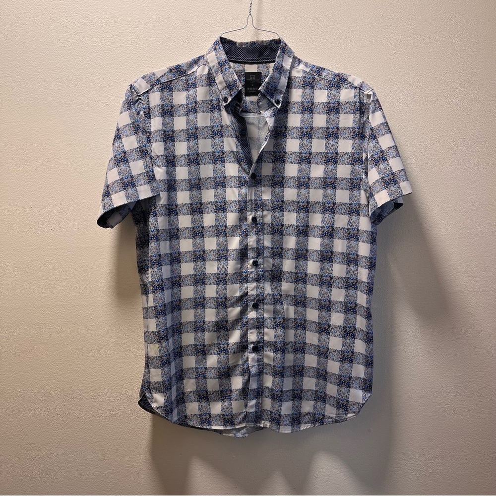 Michael Strahan Summer Casual Button Short Sleeve Shirt, Men’s Sz M Slim Fit